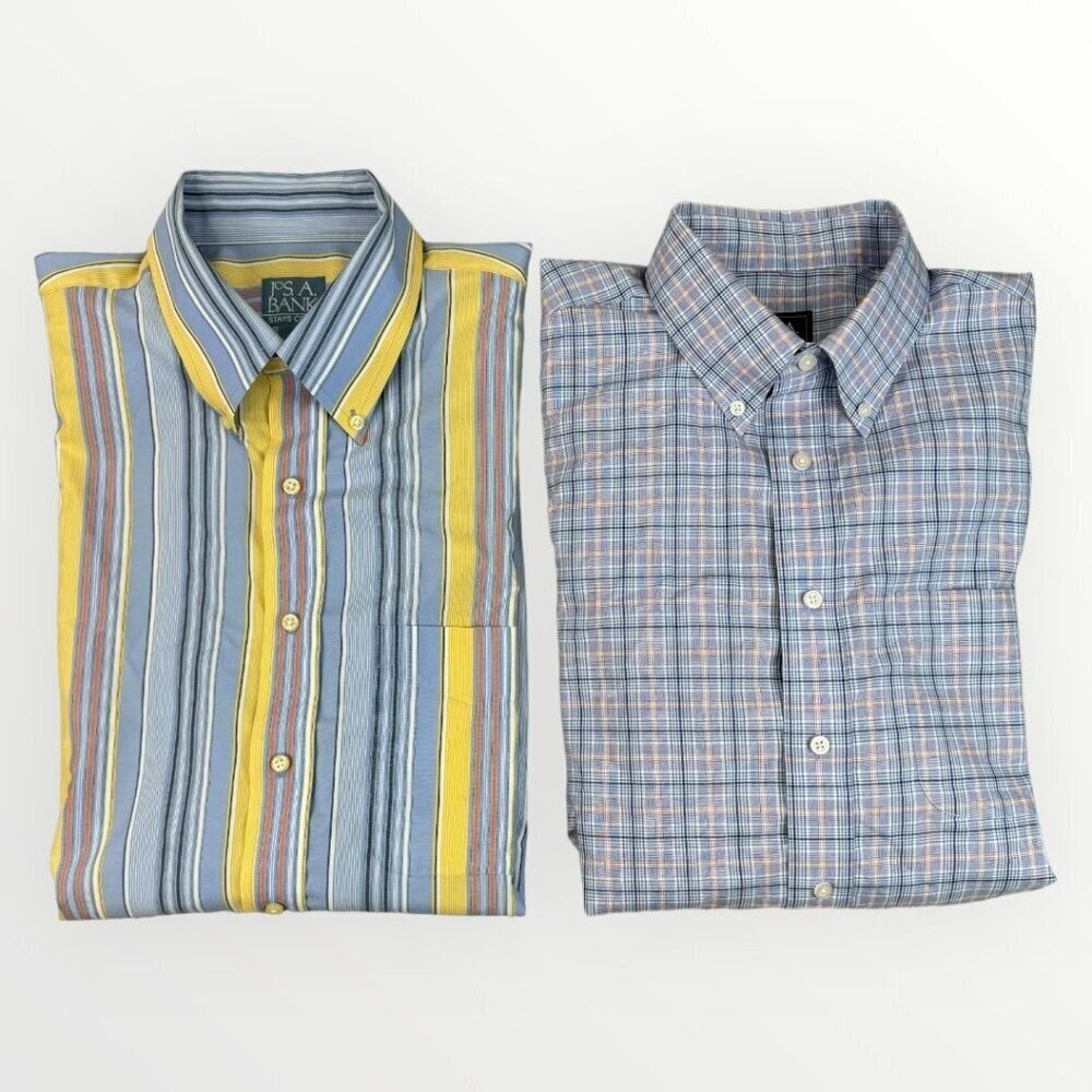 JoS. A. Bank Bundle Mens Traveler Traditional Fit Stays Cool Button Down Shirts